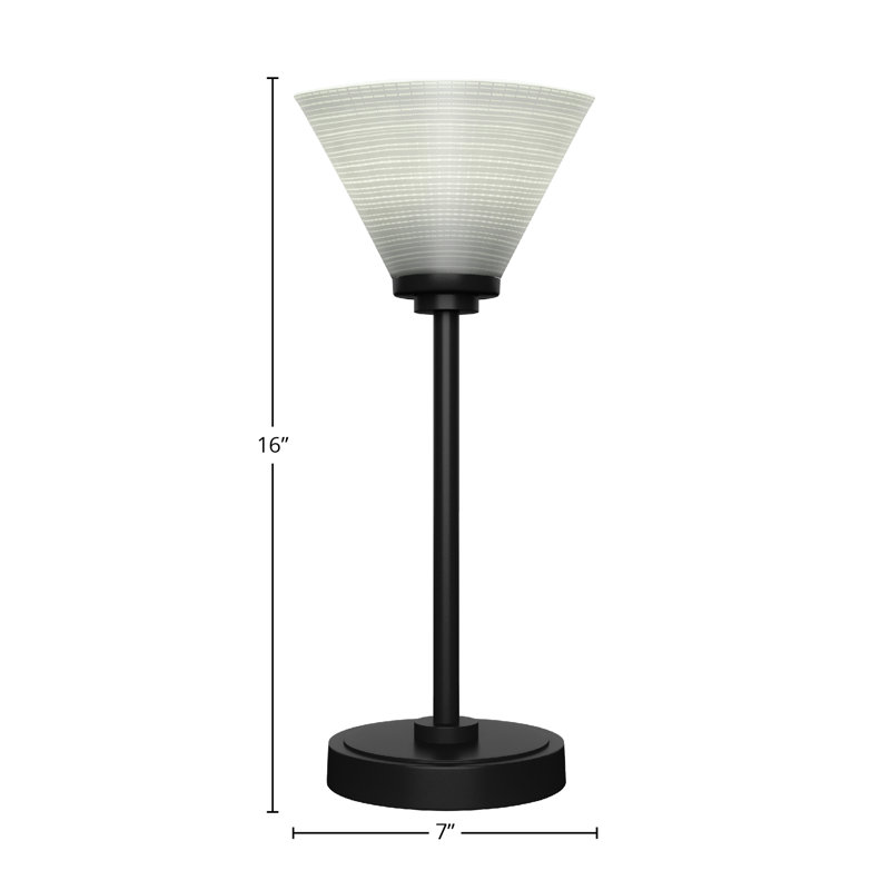 Lampe d'appoint Aneka montrée avec verre matriciel de 7 po, Blanc, Noir mat