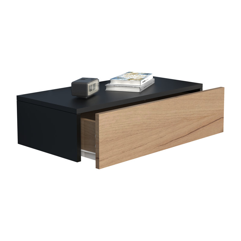 Satender Manufactured Wood Bedside Table, Black, 15cm H x 60cm W x 30cm D