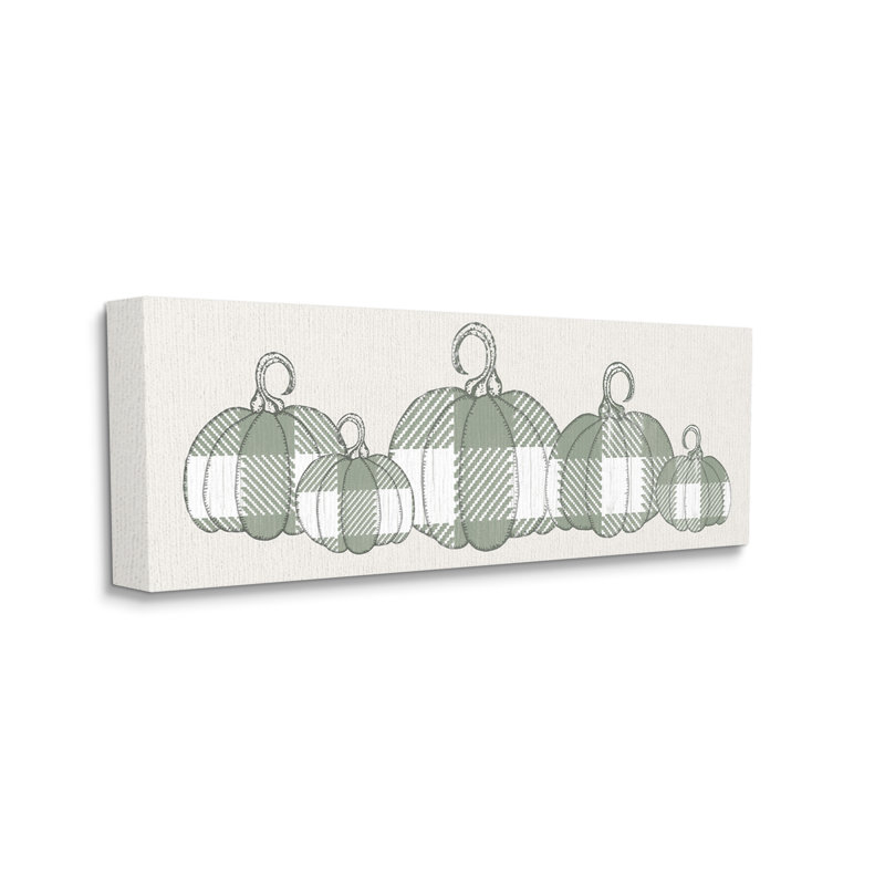 « Green checker plaid Autumn citrouille Row » par Daphne Polselli-impression d’art graphique, H 24 po x l 10 po x P 1,5 po