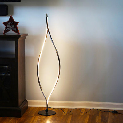 Twist 43 in. Industrial 2-Light LED Energy Efficient Floor Lamp with Built-In 3-Way Dimmer