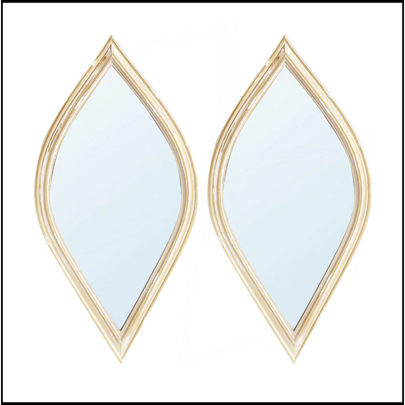 Miroir décoratif pour décoration murale, 2 pièces, 6,5 x 13 po, Or antique