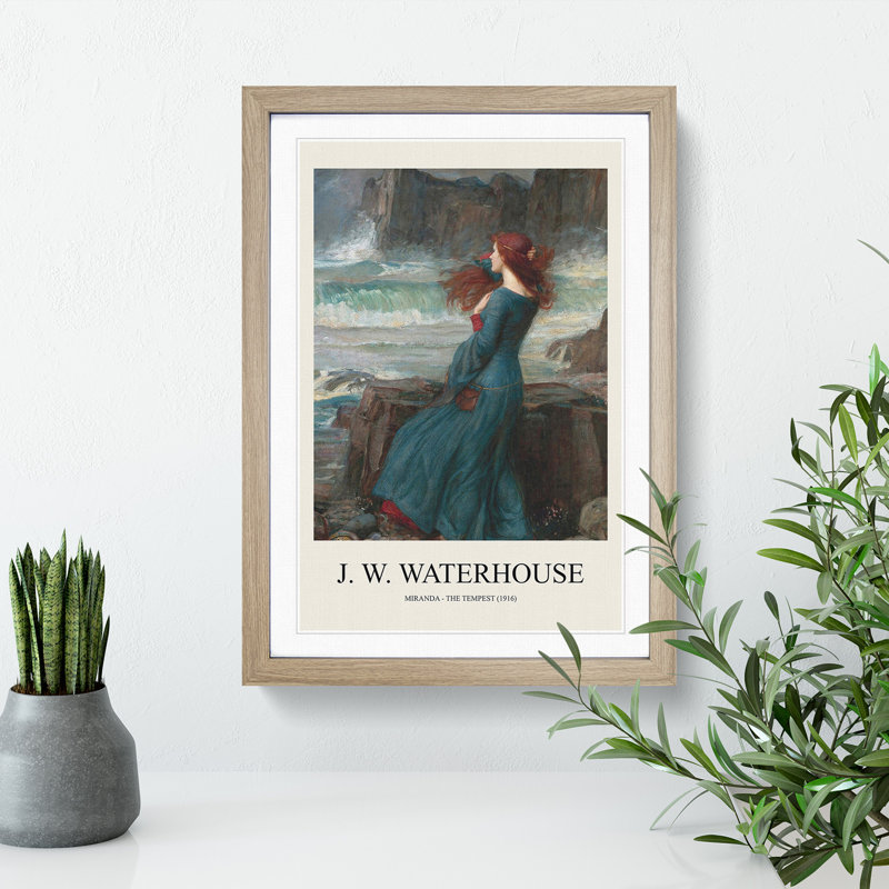 Miranda the Tempest by John William Waterhouse - Picture Frame Painting, 48cm H x 36cm W x 2cm D