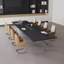 Table de conférence noire + argent massif en bois massif + acier inoxydable-156828620