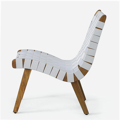 Outdoor Acacia Wood and Rope Weave 3 Piece Chat Set, White and Teak