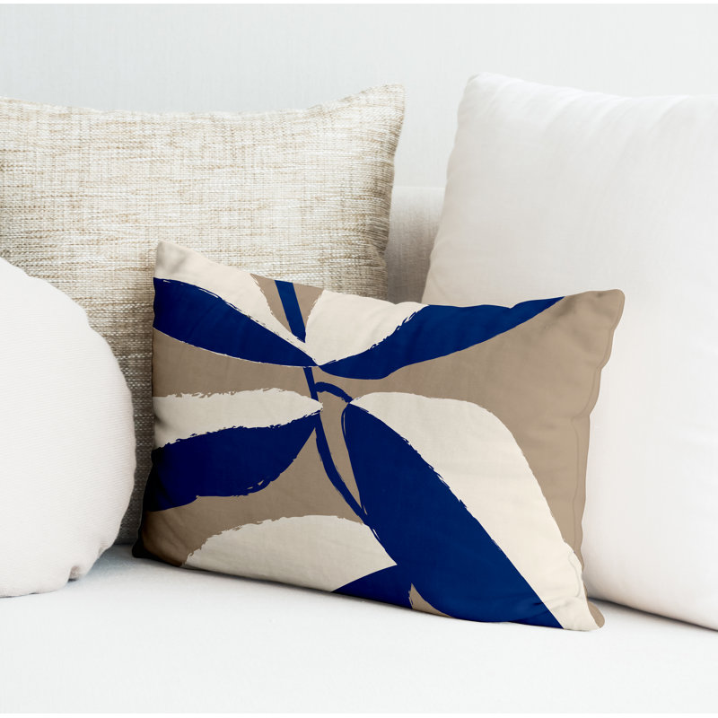 Coussin décoratif intérieur / extérieur en polyester filé Vani, Beige, H 14 po x l 20 po