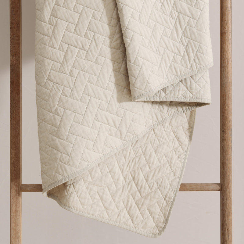 Ensemble de courtepointe réversible en coton raffia uni Tommy Bahama, Courtepointe double/grand et 2 taies décoratives, Dune