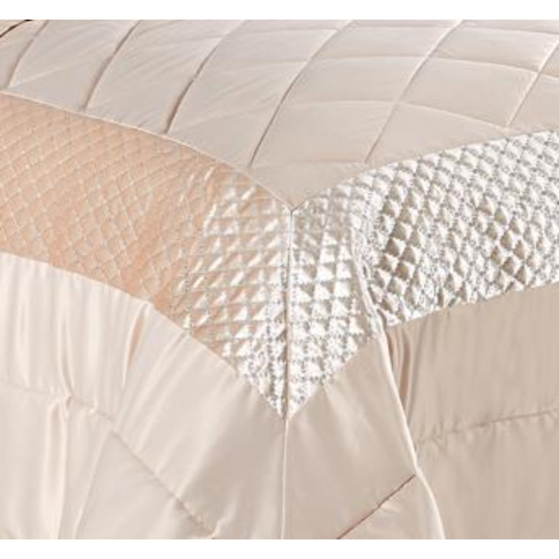 Garrett Polyester Striped Bedspread with Pillowcases, 250 x 275 cm Bedspread - 2 Pillowcases, Beige