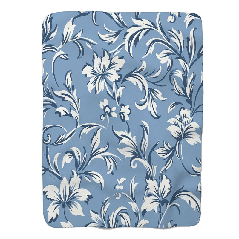 Geometric Blues - Couverture sherpa de qualité supérieure 1 pièce, Grand lit