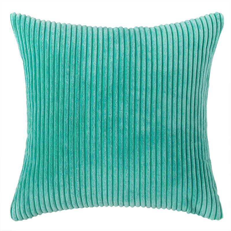 Striped Cotton Blend Reversible Throw Pillow, 18" x 18", Water Green