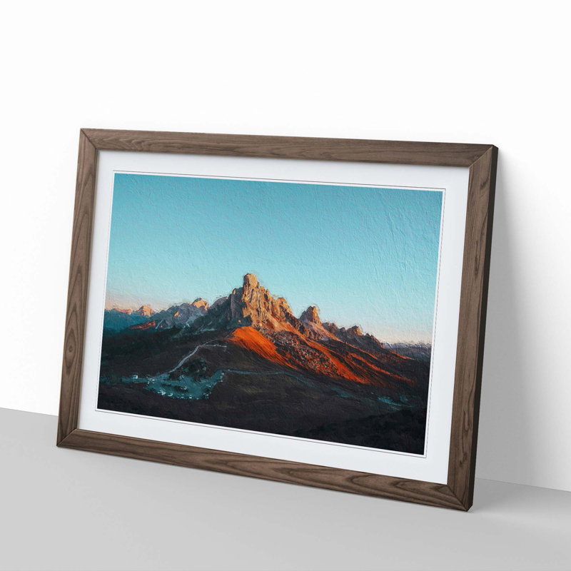Giau Pass Mountains in Italy - Picture Frame Painting Print, 27cm H x 36cm W x 2cm D, Walnut Framed