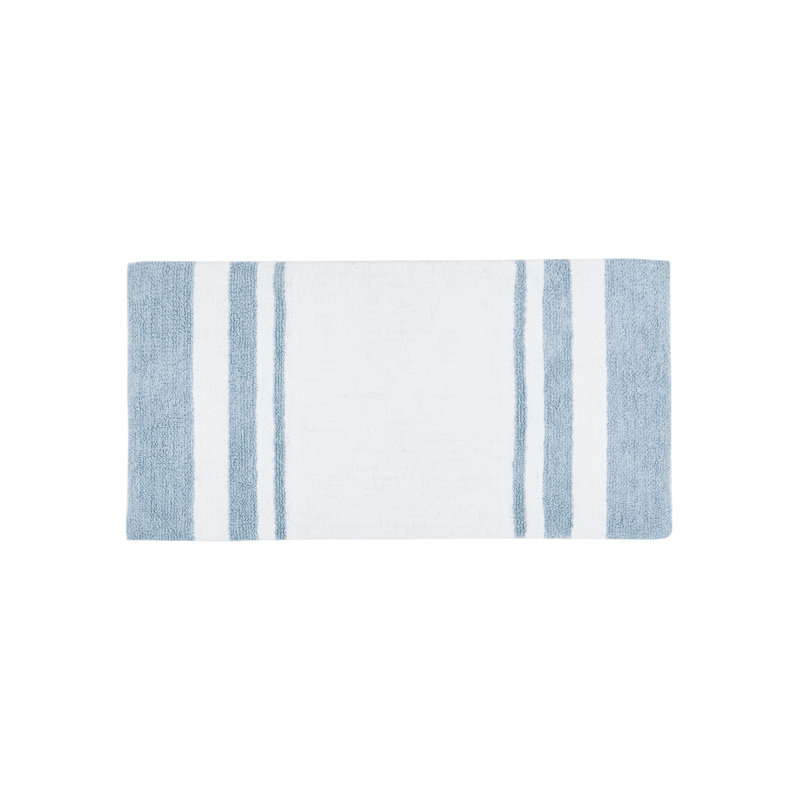  Tapis de bain réversible en coton, Bleu, L 27 po x L 45 po