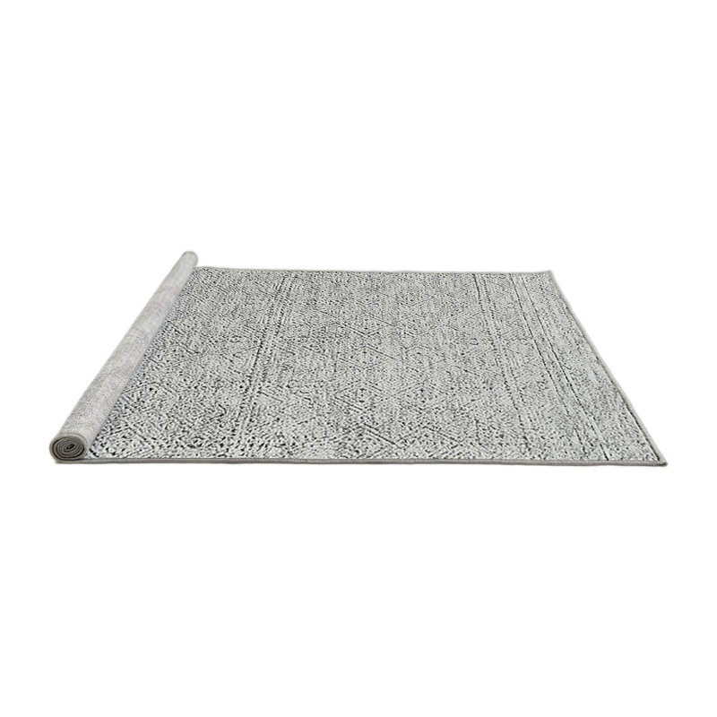 Tapis gris en polyester / chenille tissé à la machine Meirah, Carré 4 pi