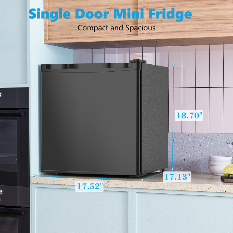 COWSAR 1.6 Cubic Feet Portable Freestanding Mini Fridge With Freezer, Reversible Door, Black