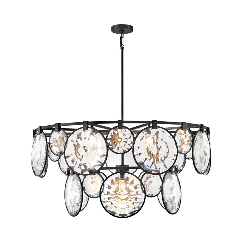 Nala Optic Crystal 15-Light Tiered Black Chandelier