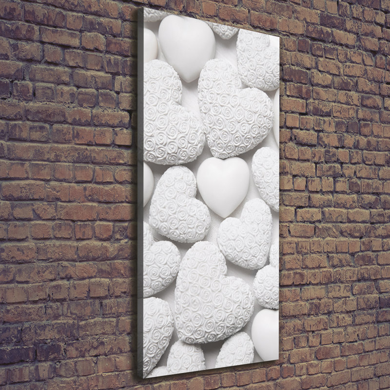 White Background With Hearts - Wrapped Canvas Print