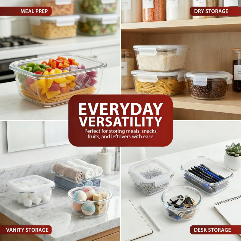 1050ml Glass Food Storage Container