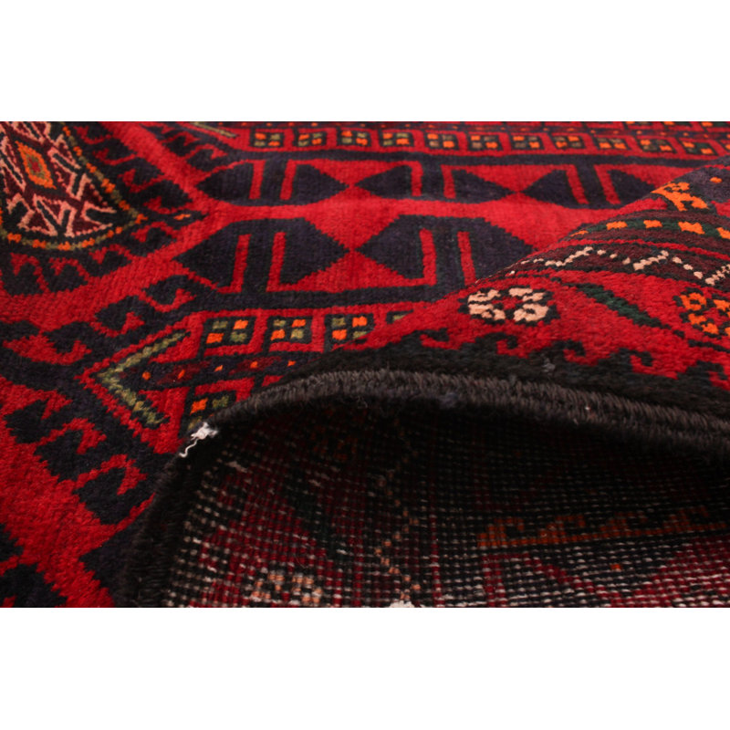 Tapis décoratif en laine rouge de conception unique 5 pi 5 po X 9 pi 9 po noué à la main New Age