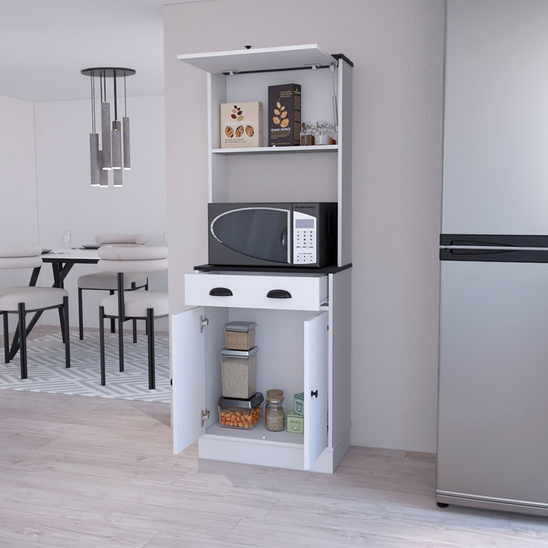 Buffet, armoire de rangement, garde-manger pour la maison, Blanc ; noir