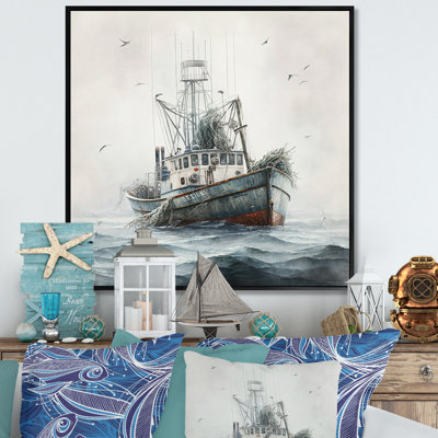 " Fisherman'S Boat on the Ocean I " Color Photography Print
