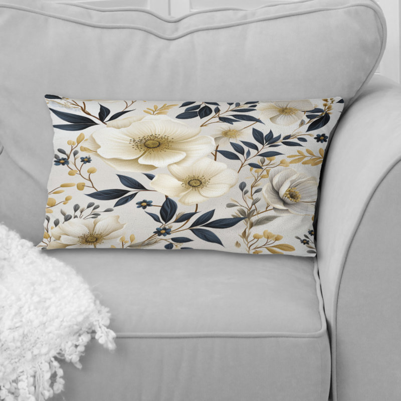 White Poppies Floral Tranquility I - coussin à imprimé floral