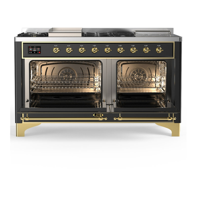 Majestic III Series 60 Inch Dual Fuel Range with 7 Sealed Burners, Griddle, Frenchtop in Antique White (Natural Gas, Copper Trim)