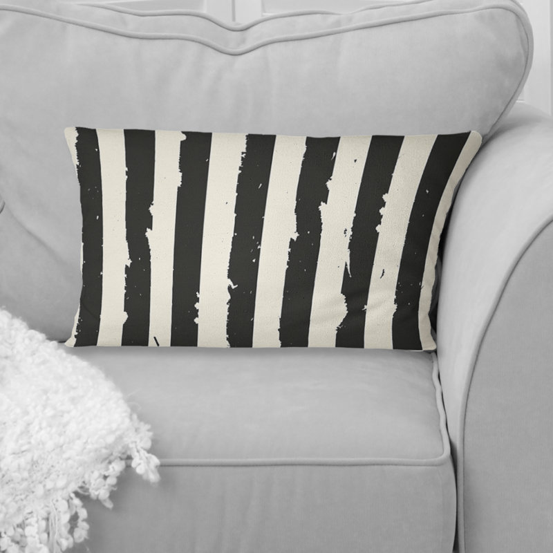 Coussin lombaire Glam Sparkling Stripes, Noir / blanc