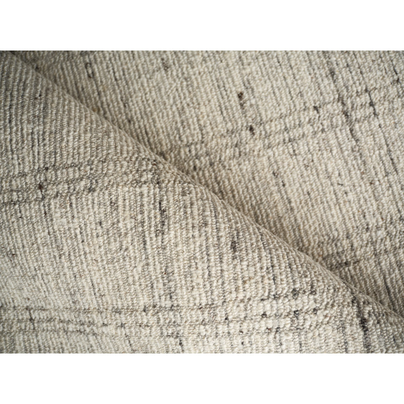 Desi hand-knotted Wool Silver Area Rug, Silver, Rectangle 8' x 10'