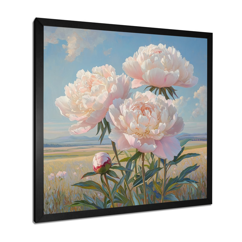 Pivoines au bord de la ferme VI - pivoines, art mural, Reproduction encadrée d'une seule photo, Noir, noir, noir, noir