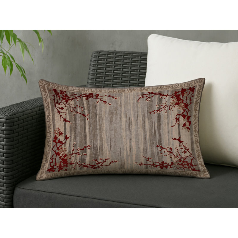 Coussin décoratif intérieur et extérieur Modern, Gris floral 13, Rectangle H 14 po x l 20 po