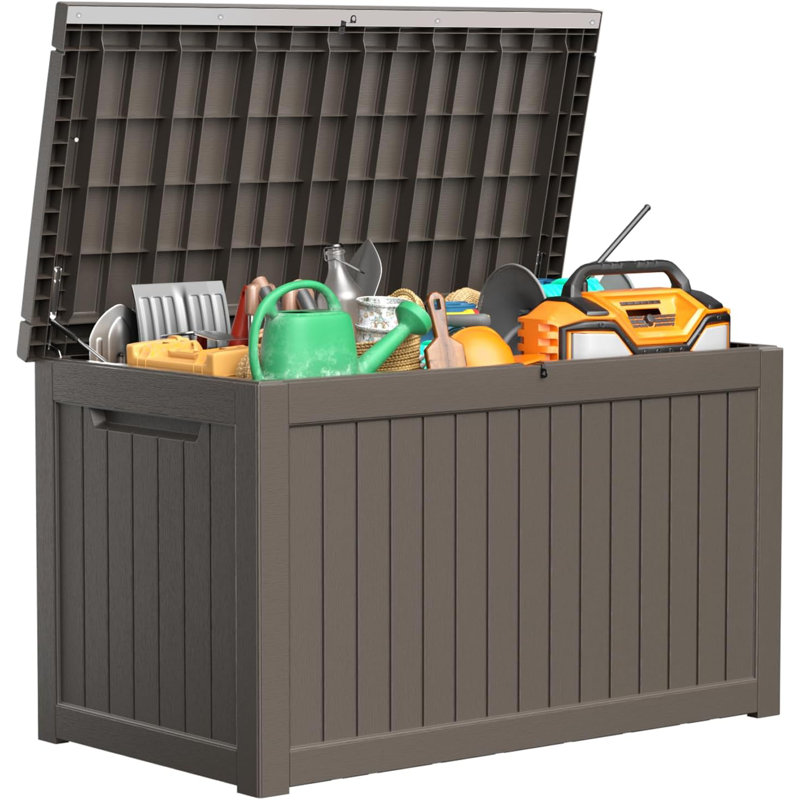 260Gallon Outdoor Patio Storage, Extra Large Deck Box (Brown), Brown