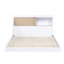 Lit double pour chambre à coucher avec tête de lit bibliothèque blanche - sans base, finition 2 tons, style Mid-Century moderne et sommier tapissier naturel-1515790158