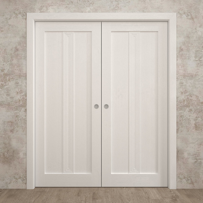 Portes coulissantes françaises à double poche | Ego 5006 | Ensemble de quincaillerie de rail | Portes intérieures modernes en bois massif pour chambre à coucher