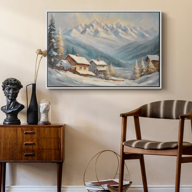 Paysage rétro CLCLXXI, Toile encadrée flottée blanche, H 27 po x l 41 po x P 2 po