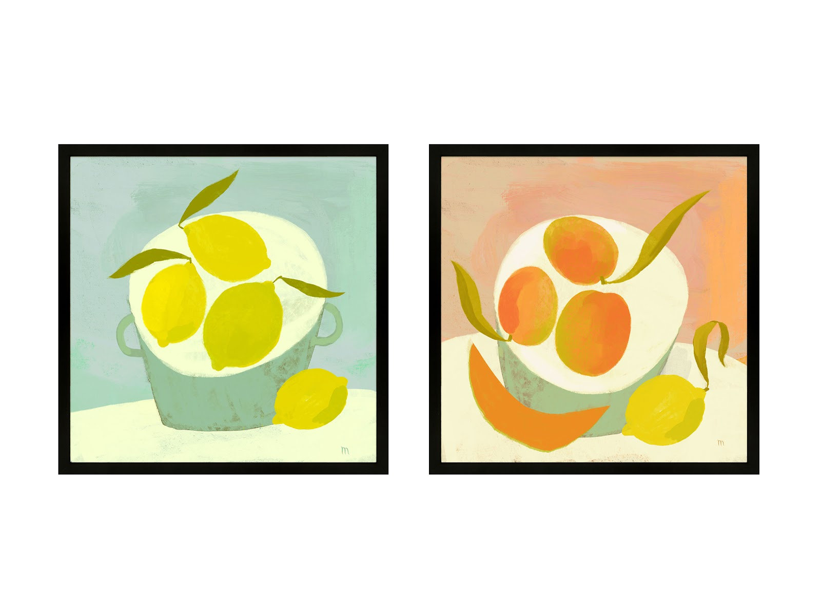 Julina "Summer Bounty" 2-Piece Painting Set, 36" H x 36" W x 1.25" D, Black