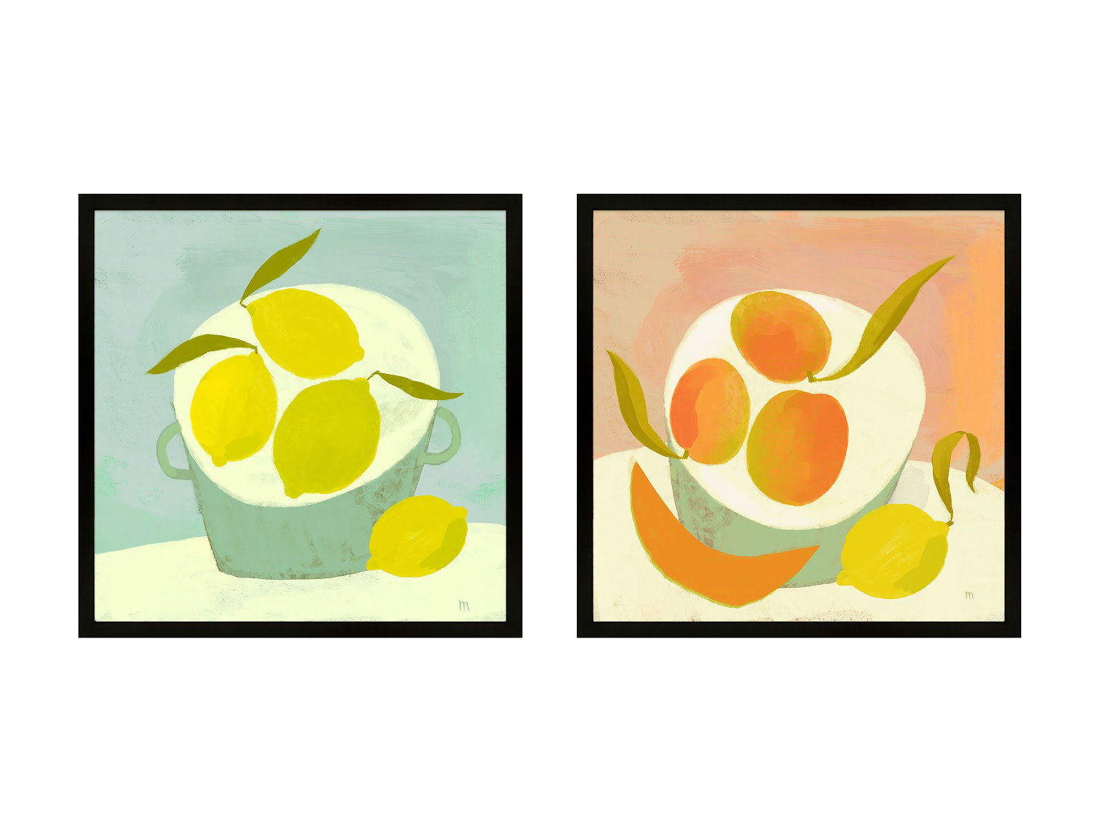 Julina "Summer Bounty" 2-Piece Painting Set, Black, 36" H x 36" W x 1.25" D