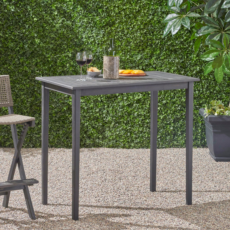 Table de bar en bois gris foncé, cadre extérieur minimaliste, table grise de 41 po de hauteur, bois, hauteur de 40 po, assemblage requis