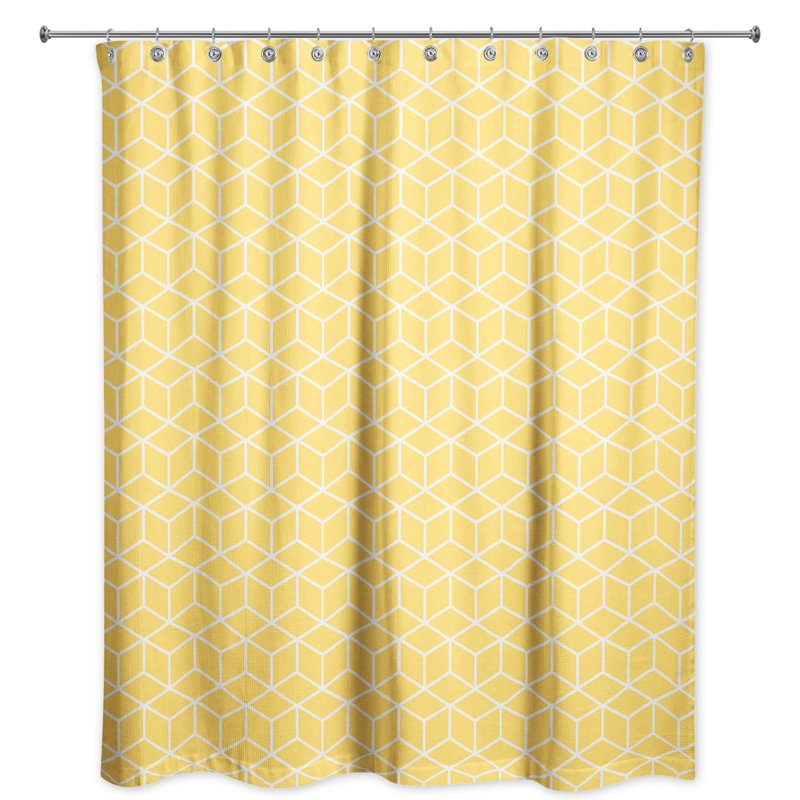 Rideau de douche simple Bakstran, Jaune / Blanc