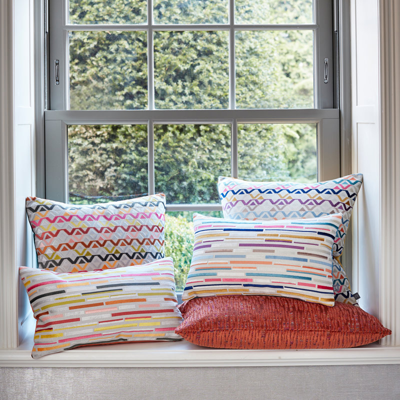 Aleppo Geometric Rectangular Throw Cushion, Orange/Yellow/Green, Polyester