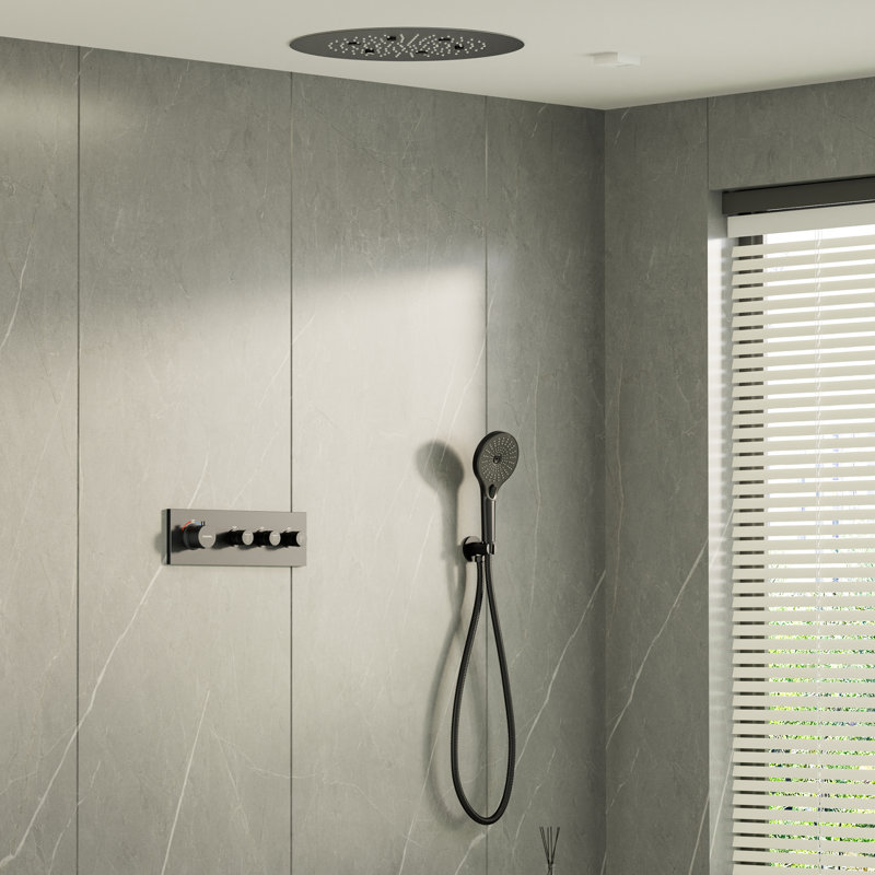 Matte Black Stainless Steel Rain and Pulse Shower System