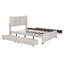Lit plateforme double tapissier pleine grandeur avec 2 tiroirs et 1 lit gigogne simple, tête de lit classique, beige