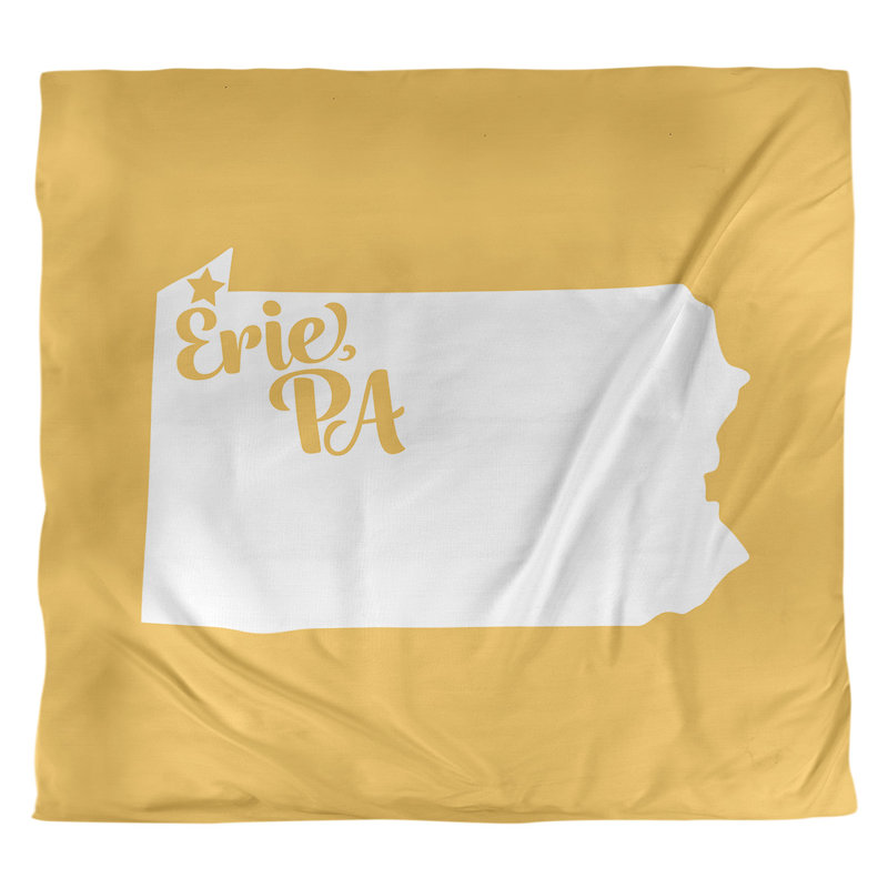 Housse de couette réversible simple Erie Pennsylvania, Housse de couette pour très grand lit, Jaune, Microfibre