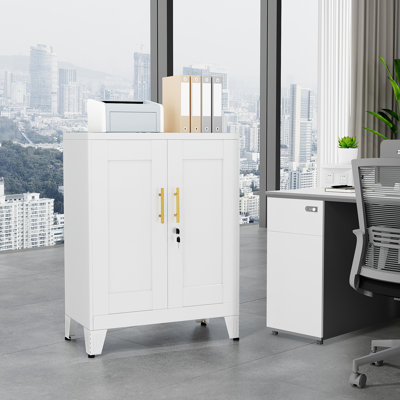 Small Metal Filing Office Storage Cabinet with 2 Doors and Lock