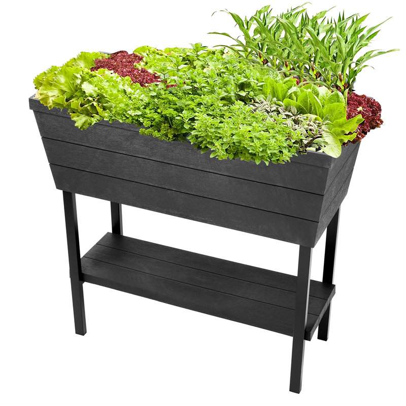 Keter Urban Bloomer Raised Garden Bed with Self-Watering and Drainage System Elevated Raised Planter for Backyard Patio Balcony