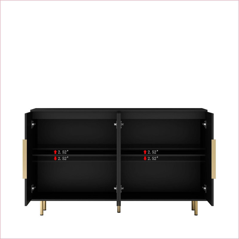 Buffet Buffet moderne à cannelures avec tablettes réglables Grand rangement | Fabrication en panneau de fibres à densité moyenne | Bois d'ingénierie durable