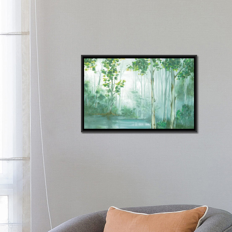 « nage » sur toile, H 18 po x l 26 po x P 1,5 po, Toile avec cadre noir, Pas de tapis
