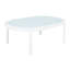 Table basse d'extérieur moderne avec plateau en verre trempé, table de patio résistante aux intempéries pour la cour, la terrasse et la piscine