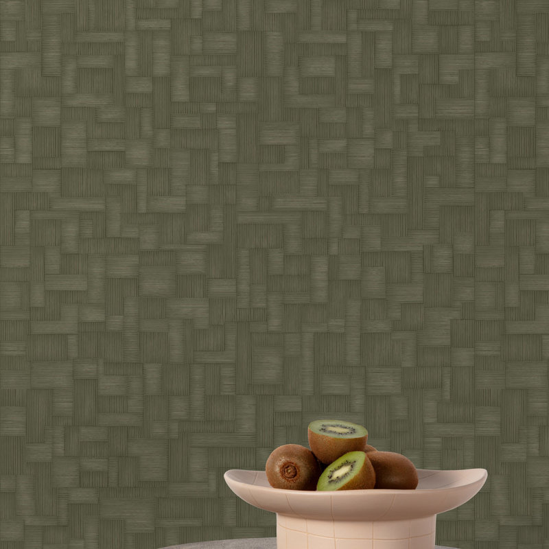 Structured Walls Collection All-Over Geometric Wallpaper Roll, Green