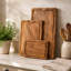 Planche à découper artisanale en bois d'acacia naturel (lot de 3)