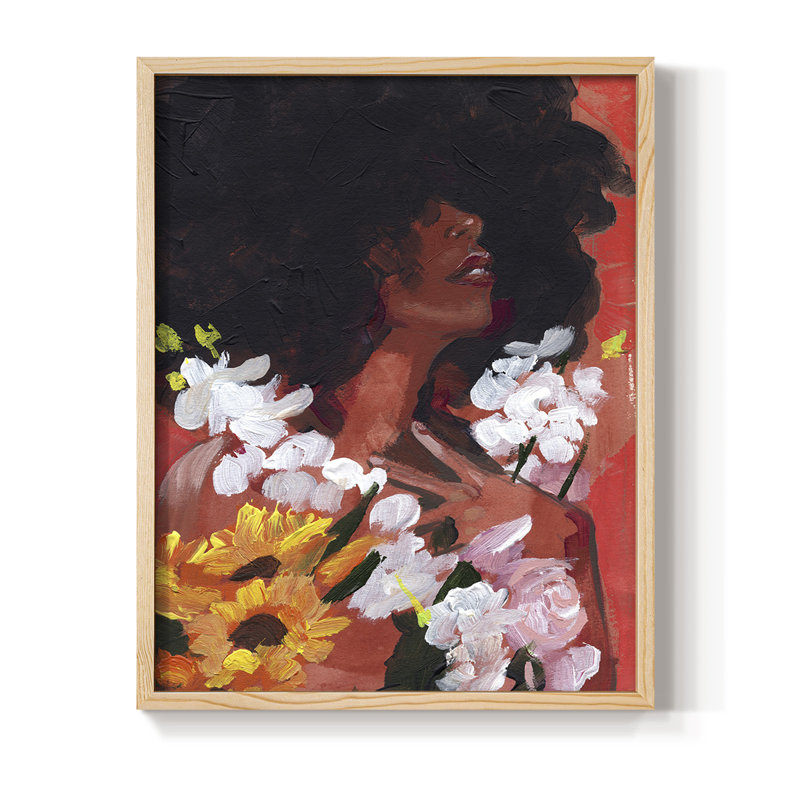 «Through the Flowers II», reproduction encadrée - bois massif, H 21 po x l 17 po