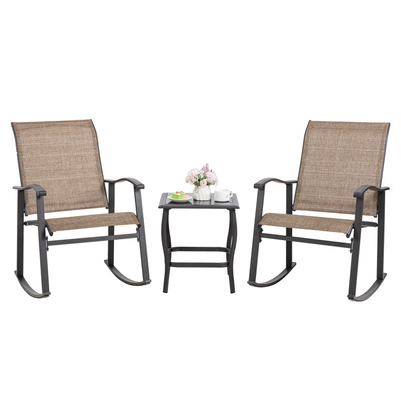 Armyn 2-Person Outdoor Patio Rocking Set, Brown
